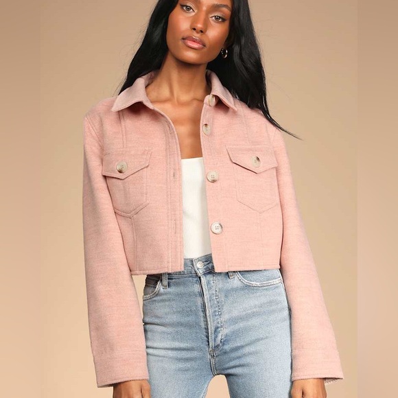 LuLu’s In With the New Mauve Pink Cropped Shacket - Picture 1 of 8